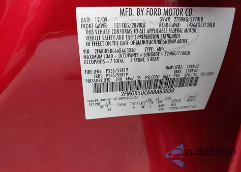 2010 Ford Flex Limited from USA, damaged, VIN 2FMGK5DC6ABA63030